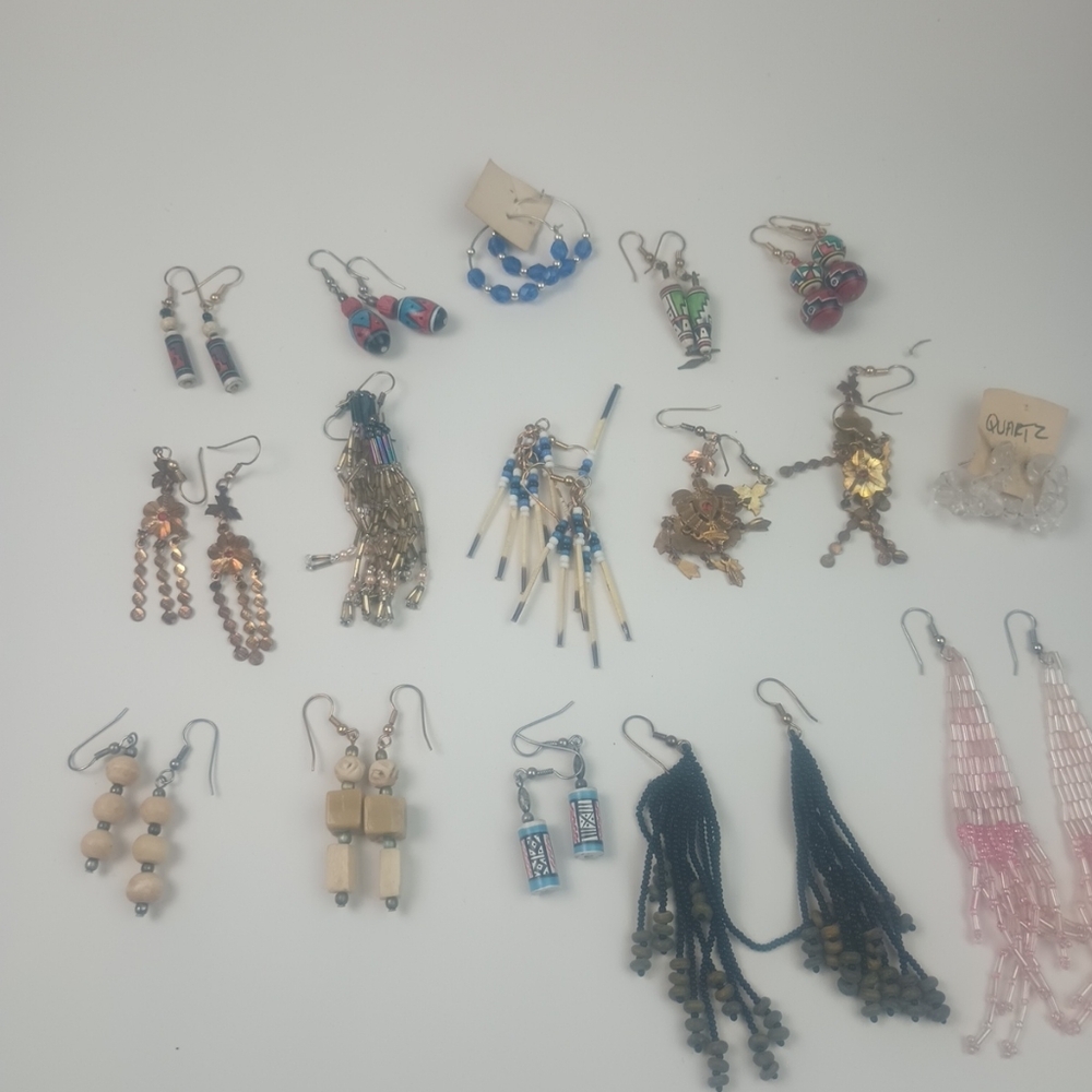 Lot of 15 homemade dangle drop earrings